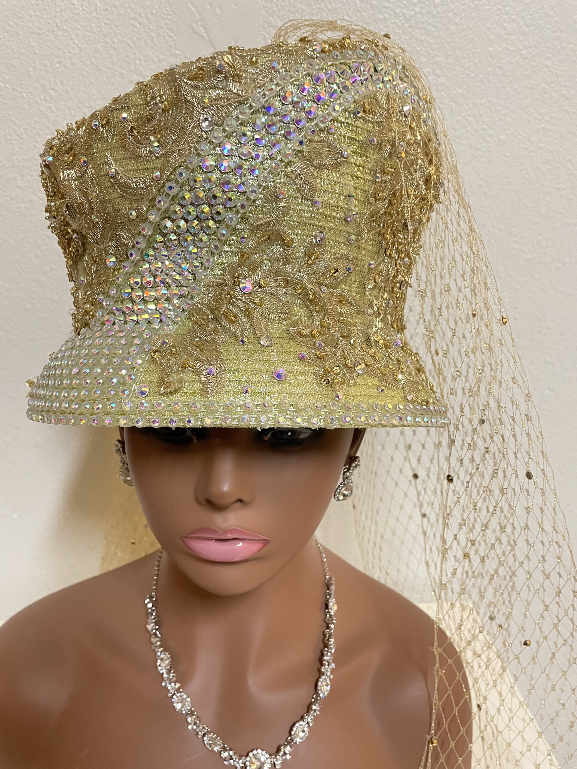 Pink Hat With Gold Veil